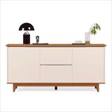 Balcão Buffet Flow 2 Portas 2 Gavetas 163cm Ej Móveis Off White-freijó