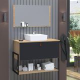Gabinete De Banheiro Vegas 1 Prateleira 1 Porta 80cm Freijó E Cinza Titanium - Cinza