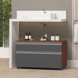 Gabinete Inferior 80cm 2 Gavetas Safira - Cinza Titanium - Cinza