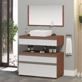 Gabinete Banheiro Superior E Inferior Com Rodízios 3 Gavetas 60cm Safira - Branco - Branco