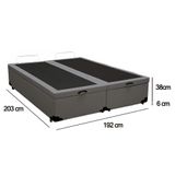 Cama Box Baú King Bipartido Sintético Sereneprime Cinza 192x203x44