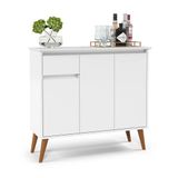 Balcão Buffet Veneza 3 Portas 1 Gaveta 93cm Ej Móveis Branco