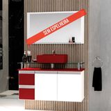 Gabinete Banheiro 2 Gavetas 2 Portas Diamante 80cm - Vinho - Com Cuba Vinho - Vermelho