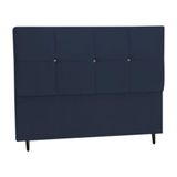 Cabeceira Estofada Box Casal King Size Encosto Para Cama Civic 195x126 Cm Azul Marinho