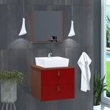 Gabinete De Banheiro Suspenso 2 Gavetas Berlim 45cm Natura E Vinho - Vermelho