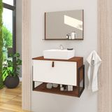 Gabinete De Banheiro Vegas 1 Prateleira 1 Porta 60cm Natura E Branco - Branco