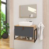 Gabinete De Banheiro Vegas 1 Prateleira 1 Porta 60cm Freijó E Cinza Titanium - Cinza