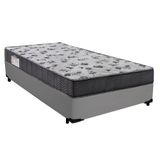 Cama Box Solteiro Sintético + Colchão De Molas Ensacadas - Sereneprime - 88x188x58cm Cor:cinza
