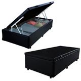 Cama Box Baú Solteiro Sintético + Colchão De Espuma D33 - Sereneprime - 88cm Preto