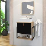 Gabinete De Banheiro Vegas 1 Prateleira 1 Porta 45cm Freijó E Preto - Preto