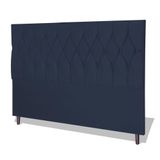 Cabeceira Estofada Box Casal King Size Encosto Para Cama Ram 1500 195x126 Cm Azul Marinho