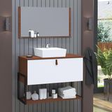Gabinete De Banheiro Vegas 1 Prateleira 1 Porta 80cm Natura E Branco - Branco