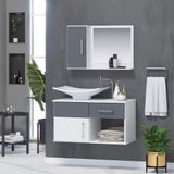 Gabinete De Banheiro Inferior E Superior New Stilo 2 Portas 1 Gaveta Cor Cinza Titanium - Cinza