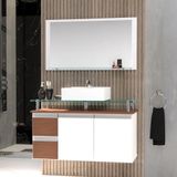 Conjunto Gabinete Banheiro 2 Gavetas 2 Portas 80cm Com Espelheira Diamante - Natura - Marrom