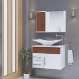 Conjunto Gabinete Inferior E Superior Banheiro 2 Gavetas 1 Porta Turin - Natura - Marrom