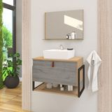 Gabinete De Banheiro Vegas 1 Prateleira 1 Porta 60cm Freijó E Cinza Rovere - Cinza