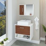 Conjunto Gabinete Banheiro Superior E Inferior 2 Portas 1 Nicho Malibu - Natura - Marrom