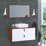 Gabinete De Banheiro Suspenso 2 Gavetas Berlim 60cm Natura E Branco - Branco