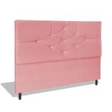Cabeceira Estofada Box Casal Queen Size Encosto Para Cama T Cross 164x126 Cm Rosa