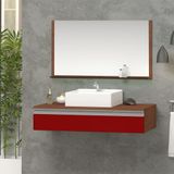 Gabinete Superior 80cm 1 Gaveta Safira Com Espelheira - Vinho - Vermelho