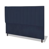 Cabeceira Estofada Box Casal King Size Encosto Para Cama Corola 195x126 Cm Azul Marinho
