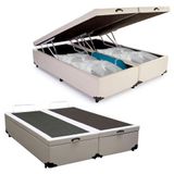 Cama Box Baú Casal Bipartido Sintético Sereneprime Branco 138x188x44