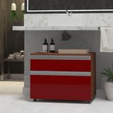 Gabinete Inferior 60cm 2 Gavetas Safira - Vinho - Vermelho