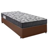 Cama Box Solteiro Sintético + Colchão De Molas Ensacadas - Sereneprime - 88x188x58cm Cor:marrom