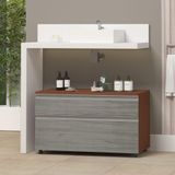 Gabinete Inferior 80cm 2 Gavetas Safira - Cinza Rovere - Cinza