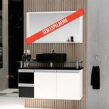 Gabinete Banheiro 2 Gavetas 2 Portas Diamante 80cm - Preto - Com Cuba Preta - Preto