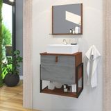 Gabinete De Banheiro Vegas 1 Prateleira 1 Porta 45cm Natura E Cinza Rovere - Cinza