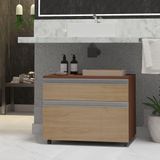 Gabinete Inferior 60cm 2 Gavetas Safira - Freijó Amadeirado - Bege