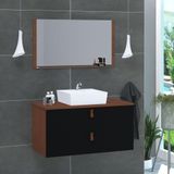 Gabinete De Banheiro Suspenso 2 Gavetas Berlim 80cm Natura E Preto - Preto