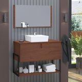 Gabinete De Banheiro Vegas 1 Prateleira 1 Porta 80cm Natura - Marrom