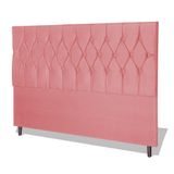 Cabeceira Estofada Box Casal King Size Encosto Para Cama Ram 1500 195x126 Cm Rosa