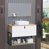Gabinete De Banheiro Vegas 1 Prateleira 1 Porta 80cm Freijó E Branco - Branco