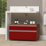 Gabinete Inferior 80cm 2 Gavetas Safira - Vinho - Vermelho