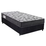 Cama Box Solteiro Suede + Colchão De Molas Ensacadas - Sereneprime - 88x188x58cm Preto