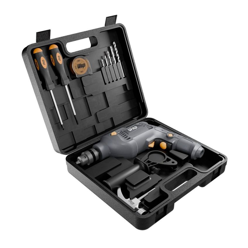 Parafusadeira E Furadeira De Impacto 3/8" Wap Wf-700k10, Com 11 Acessórios E Maleta, 700w 220v - imagem 5