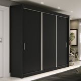 Guarda Roupa Casal 3 Portas 4 Gavetas 188,5cm Viena Yescasa Preto