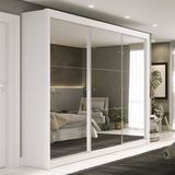 Guarda Roupa Casal 3 Portas com Espelho e 4 Gavetas 188,5cm Viena Yescasa Branco