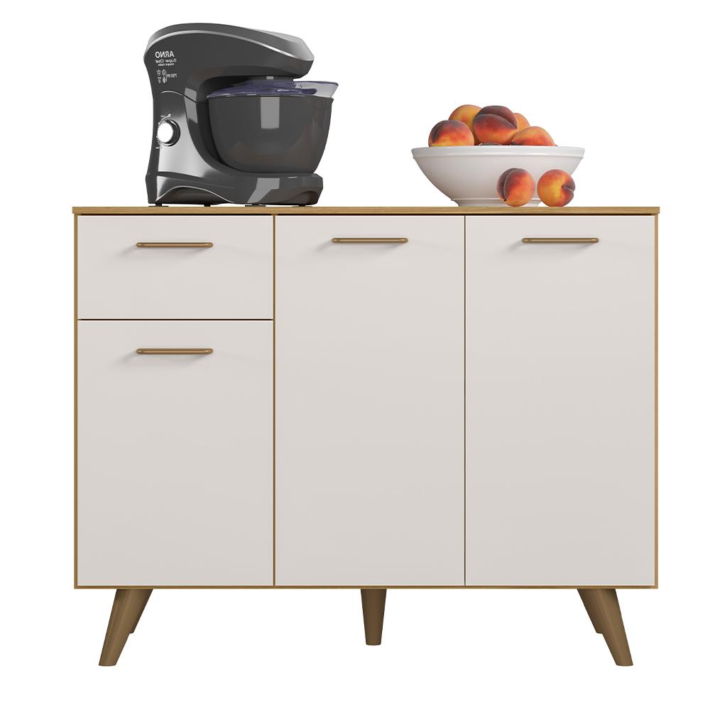 Balcão Cozinha Olinda Com Tampo E 3 Portas E 1 Gaveta Freijo Uv/off Acetinado