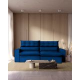 Sofá 250 Cm Retrátil E Reclinável Molas Ensacadas Azul