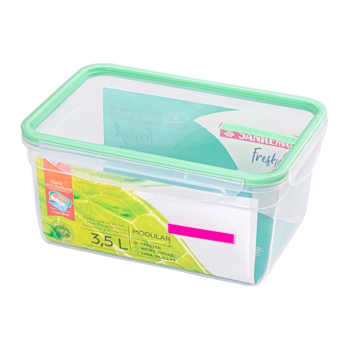 Pote Hermético Com Trava 3,5l Modular Sanremo Freshy Cores Fitness Academia Marmita Cozinha Alimento