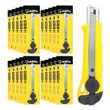 Kit Com 20 Estiletes Multiuso Largo Profissional Trava Lamina De 18mm Lojista Revenda Atacado