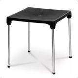 Mesa Quadrada Pernas De Alumínio Com Suporte Para Guarda Sol