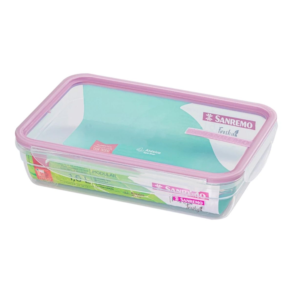 Pote Hermético Com Trava 1,6l Modular Sanremo Freshy Cores Fitness Academia Marmita Cozinha Alimento