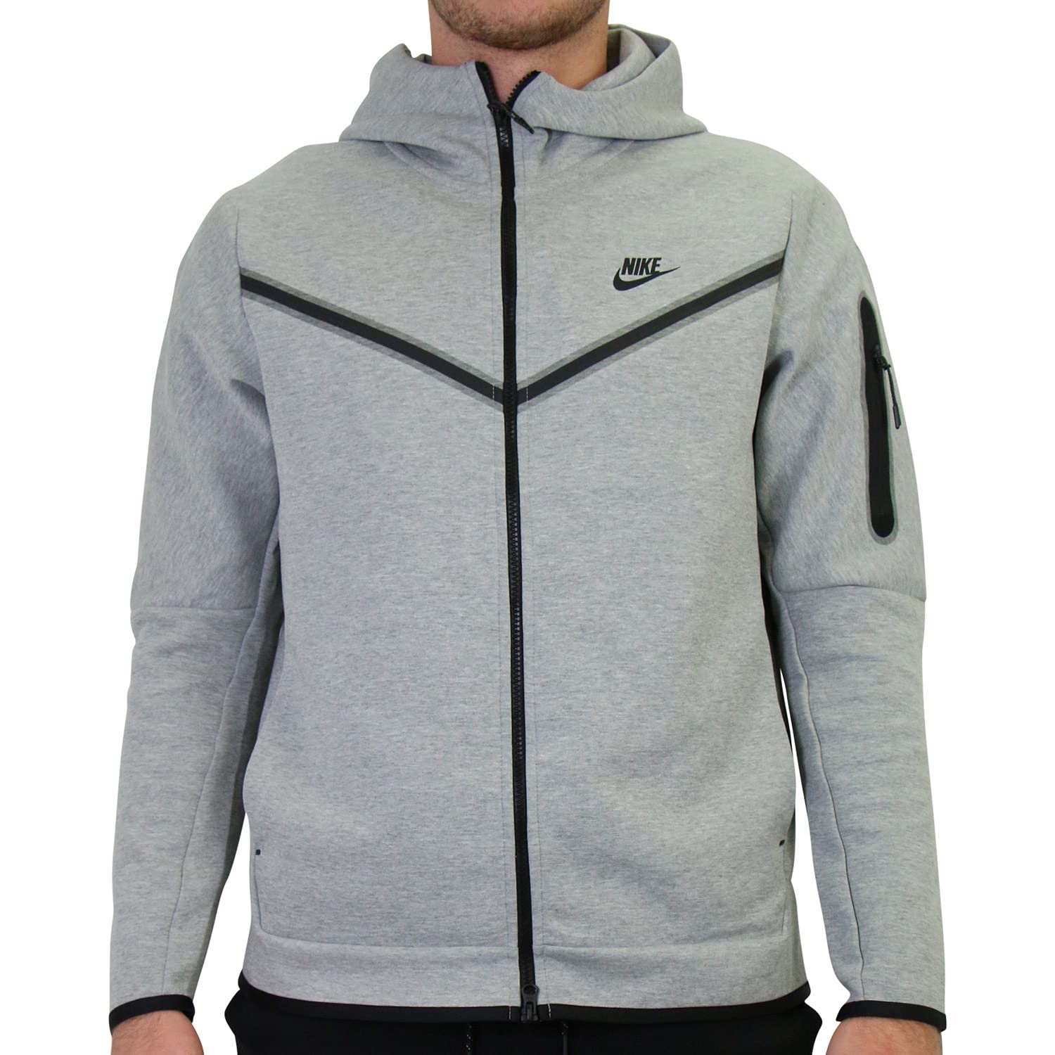 Moletom Masculino Nike Sportswear Tech Fleece Com Zíper Completo Cinza Escuro