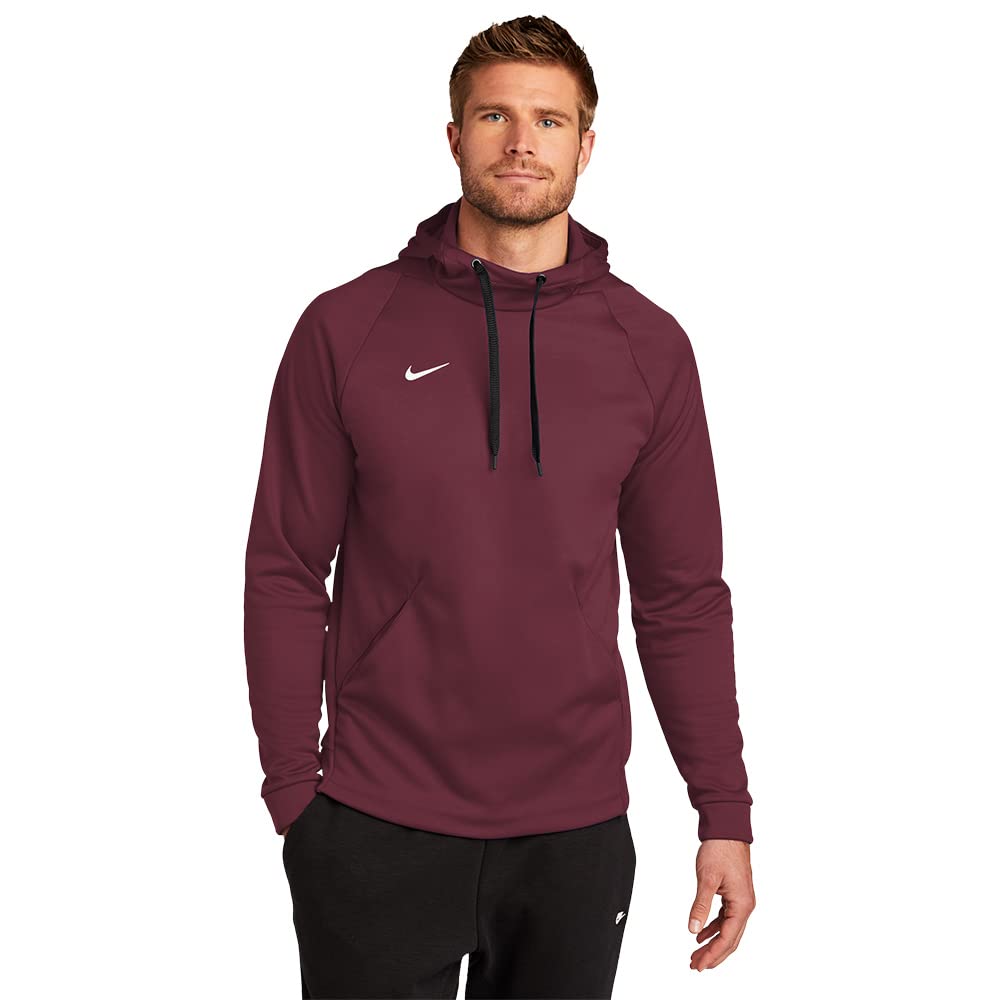 Pulôver Nike Therma Com Capuz Para Homens Marrom Escuro/branco