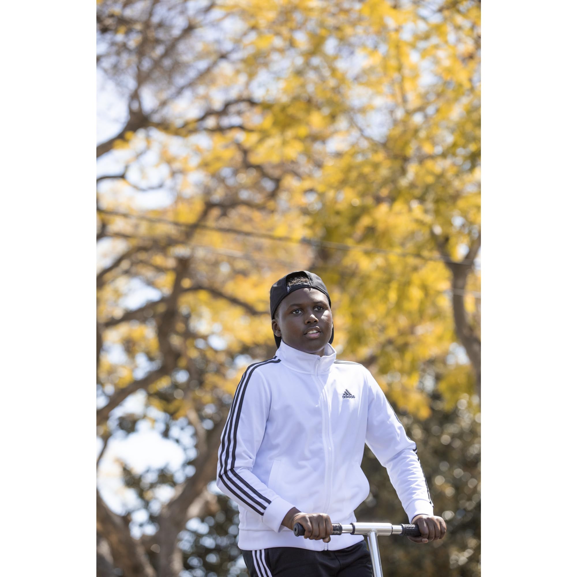 Jaqueta Adidas Zip Front Iconic Tricot Para Meninos Milk White
